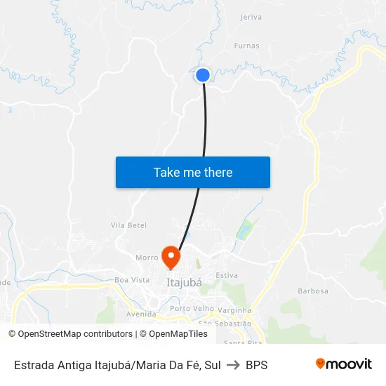 Estrada Antiga Itajubá/Maria Da Fé, Sul to BPS map