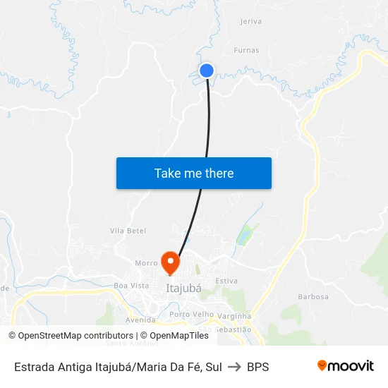 Estrada Antiga Itajubá/Maria Da Fé, Sul to BPS map