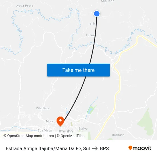Estrada Antiga Itajubá/Maria Da Fé, Sul to BPS map