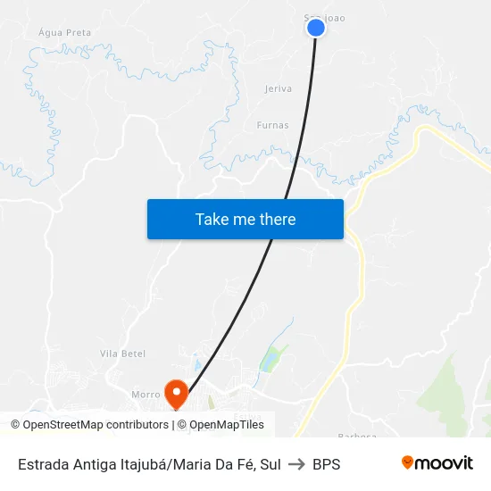 Estrada Antiga Itajubá/Maria Da Fé, Sul to BPS map