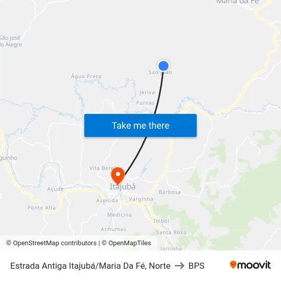 Estrada Antiga Itajubá/Maria Da Fé, Norte to BPS map
