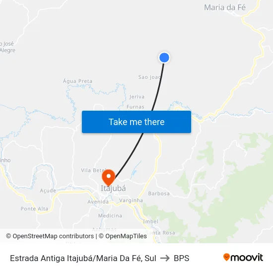 Estrada Antiga Itajubá/Maria Da Fé, Sul to BPS map