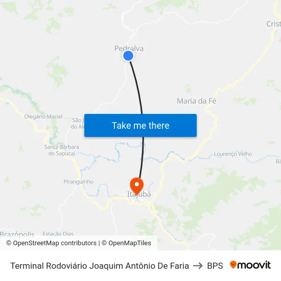 Terminal Rodoviário Joaquim Antônio De Faria to BPS map