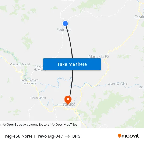 Mg-458 Norte | Trevo Mg-347 to BPS map