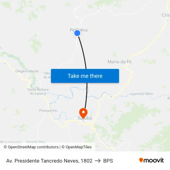 Av. Presidente Tancredo Neves, 1802 to BPS map