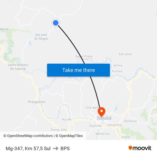 Mg-347, Km 57,5 Sul to BPS map
