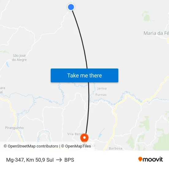 Mg-347, Km 50,9 Sul to BPS map