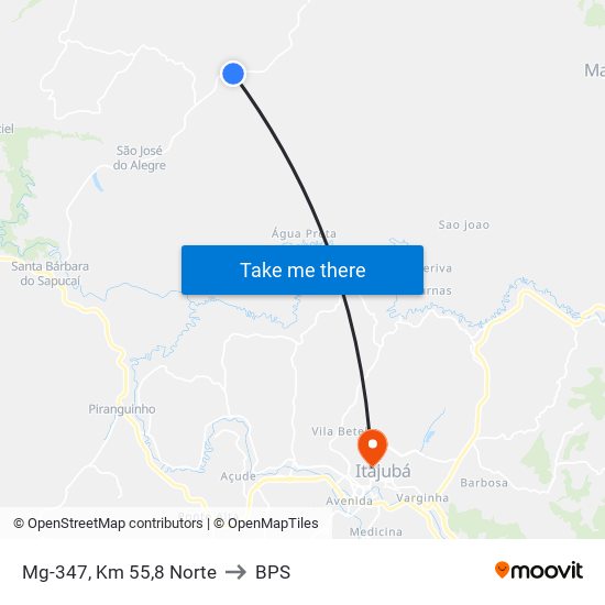 Mg-347, Km 55,8 Norte to BPS map