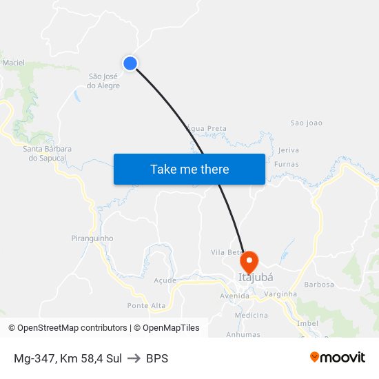 Mg-347, Km 58,4 Sul to BPS map
