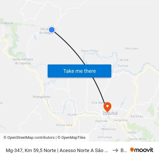 Mg-347, Km 59,5 Norte | Acesso Norte A São José Do Alegre to BPS map