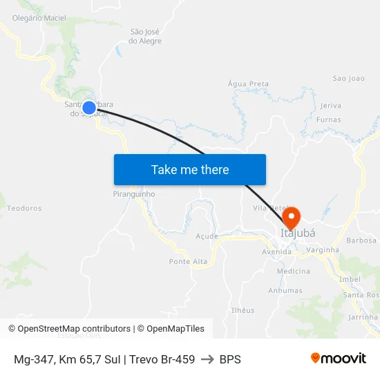 Mg-347, Km 65,7 Sul | Trevo Br-459 to BPS map