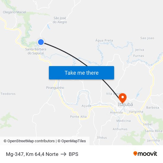 Mg-347, Km 64,4 Norte to BPS map