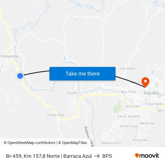 Br-459, Km 157,8 Norte | Barraca Azul to BPS map