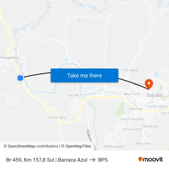 Br-459, Km 157,8 Sul | Barraca Azul to BPS map