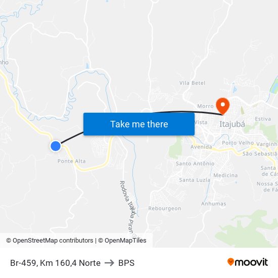 Br-459, Km 160,4 Norte to BPS map