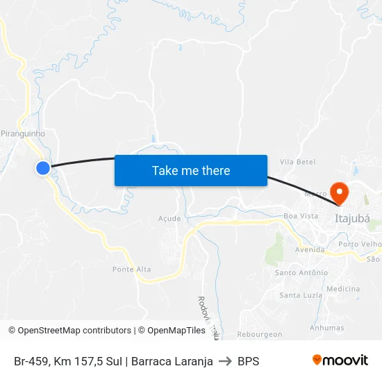 Br-459, Km 157,5 Sul | Barraca Laranja to BPS map