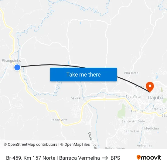 Br-459, Km 157 Norte | Barraca Vermelha to BPS map