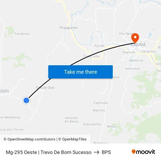 Mg-295 Oeste | Trevo De Bom Sucesso to BPS map