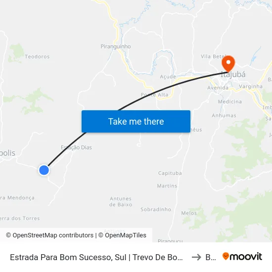 Estrada Para Bom Sucesso, Sul | Trevo De Bom Sucesso to BPS map