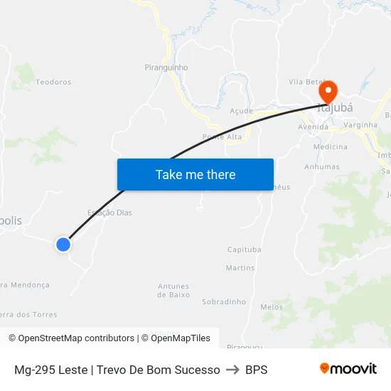 Mg-295 Leste | Trevo De Bom Sucesso to BPS map