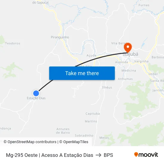 Mg-295 Oeste | Acesso A Estação Dias to BPS map