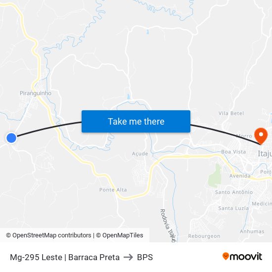 Mg-295 Leste | Barraca Preta to BPS map