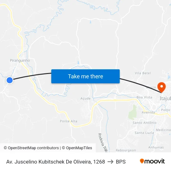 Av. Juscelino Kubitschek De Oliveira, 1268 to BPS map