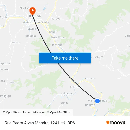 Rua Pedro Alves Moreira, 1241 to BPS map