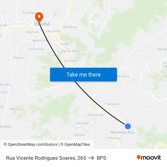 Rua Vicente Rodrigues Soares, 265 to BPS map
