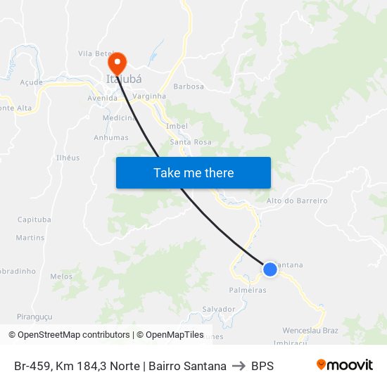 Br-459, Km 184,3 Norte | Bairro Santana to BPS map