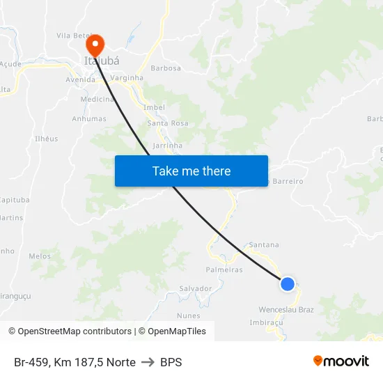 Br-459, Km 187,5 Norte to BPS map