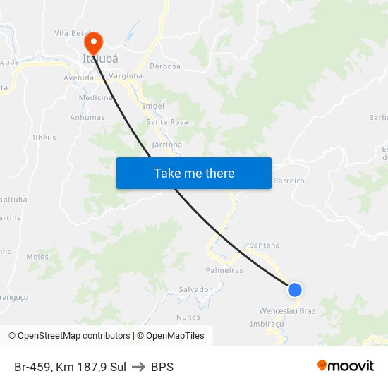 Br-459, Km 187,9 Sul to BPS map