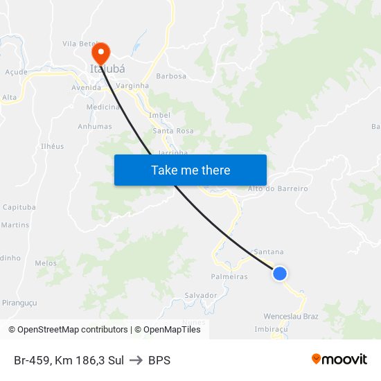 Br-459, Km 186,3 Sul to BPS map