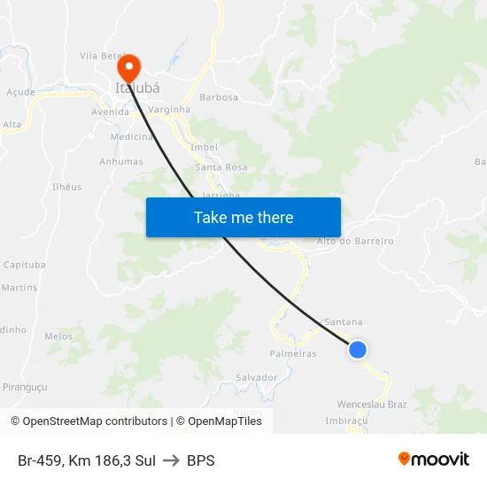 Br-459, Km 186,3 Sul to BPS map
