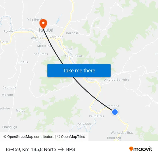 Br-459, Km 185,8 Norte to BPS map