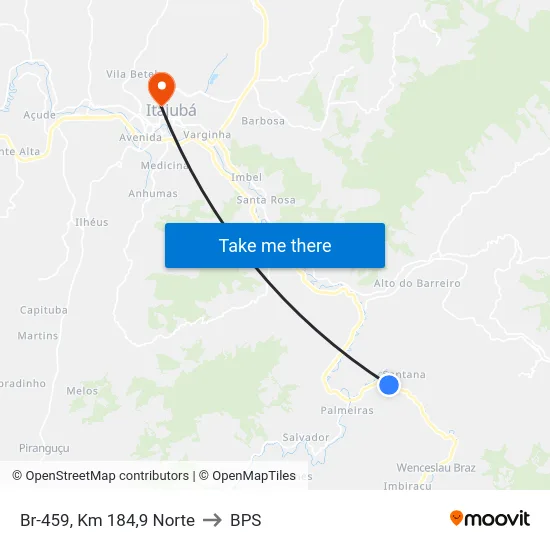 Br-459, Km 184,9 Norte to BPS map
