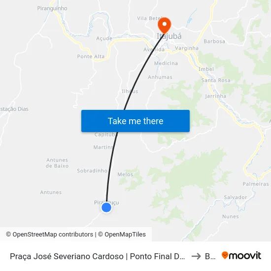 Praça José Severiano Cardoso | Ponto Final De Piranguçu to BPS map
