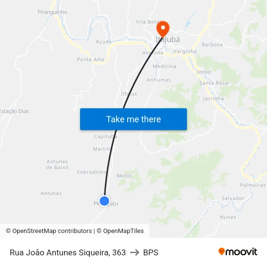 Rua João Antunes Siqueira, 363 to BPS map