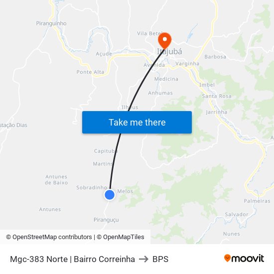 Mgc-383 Norte | Bairro Correinha to BPS map