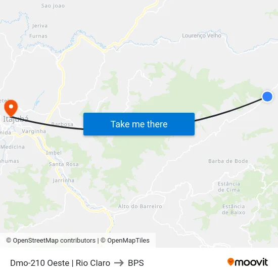 Dmo-210 Oeste | Rio Claro to BPS map