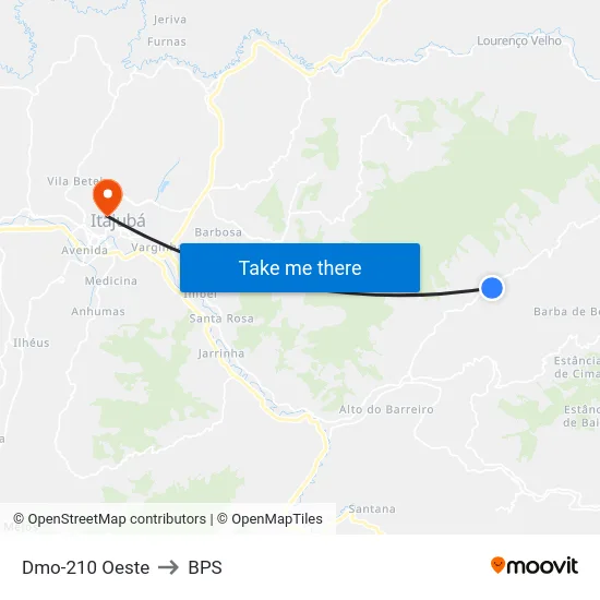 Dmo-210 Oeste to BPS map