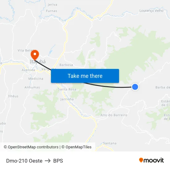 Dmo-210 Oeste to BPS map