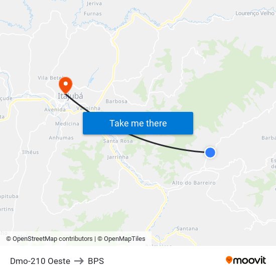 Dmo-210 Oeste to BPS map