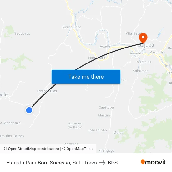 Estrada Para Bom Sucesso, Sul | Trevo to BPS map