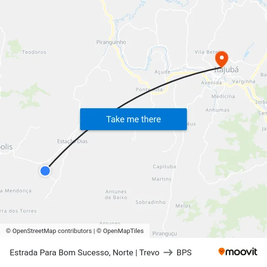 Estrada Para Bom Sucesso, Norte | Trevo to BPS map