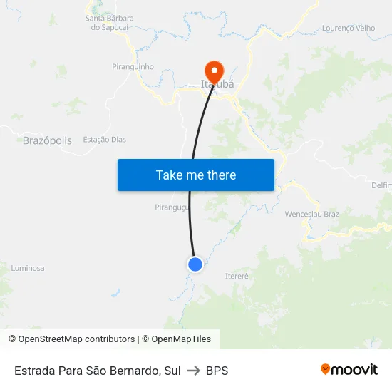 Estrada Para São Bernardo, Sul to BPS map