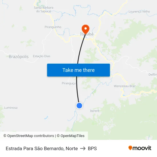 Estrada Para São Bernardo, Norte to BPS map