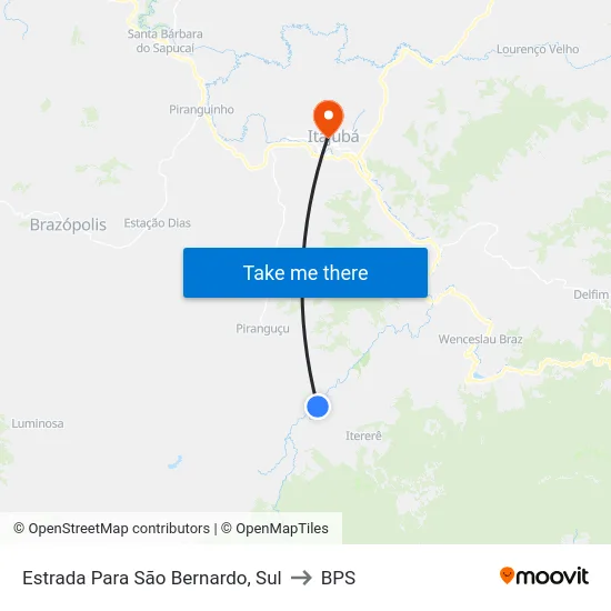 Estrada Para São Bernardo, Sul to BPS map