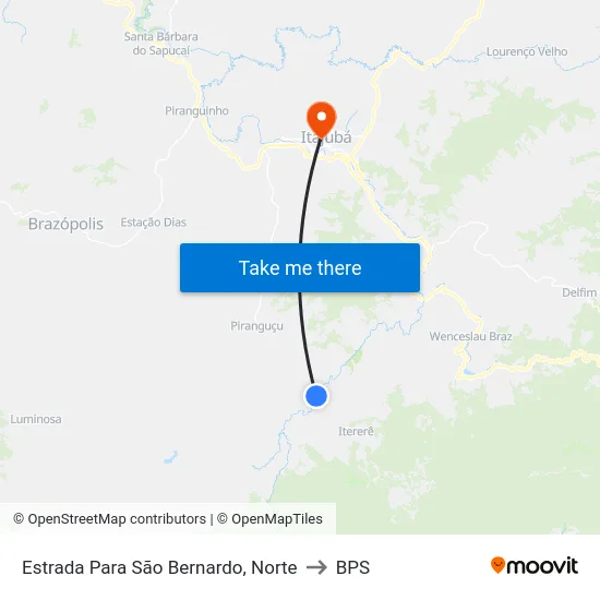 Estrada Para São Bernardo, Norte to BPS map