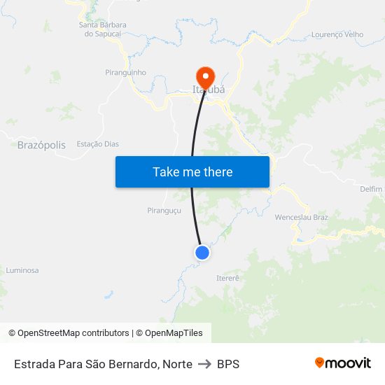 Estrada Para São Bernardo, Norte to BPS map